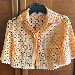 NWOT Elegant Orange Eyelet Lace Blouse